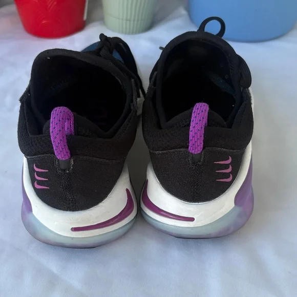 Nike Blue and Black Knit Running Shoes with Purple Tabs - Picture 3 of 6